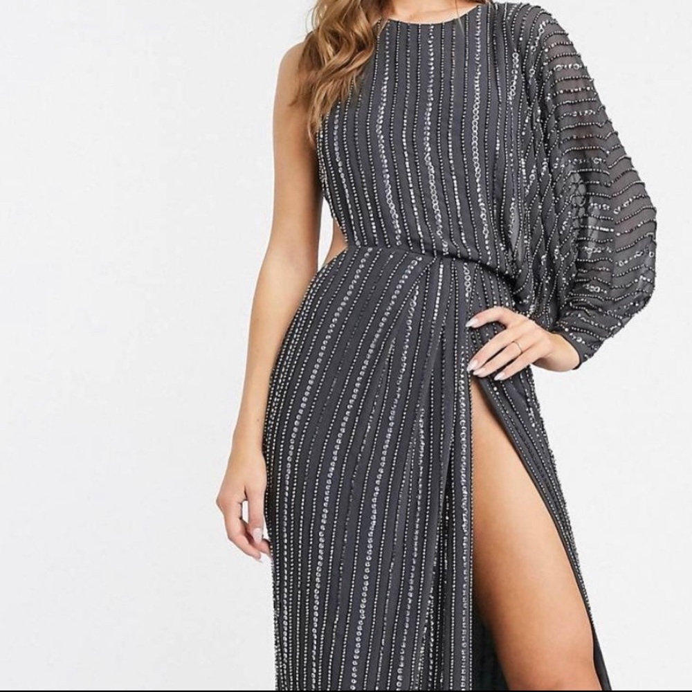 Beaded Grey Gown